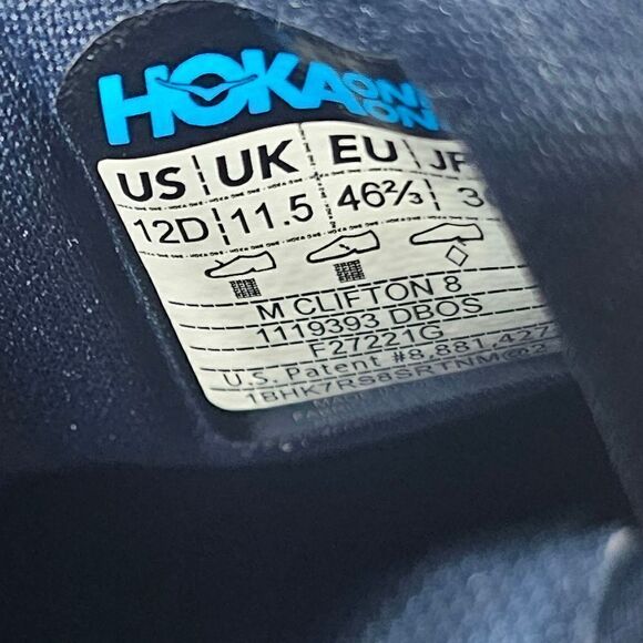 HOKA ONE ONE Blue Clifton 8 Road Running Shoes Sneakers - Size 12D - Picture 7 of 8